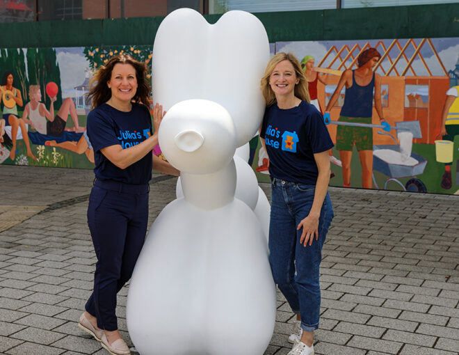 Julia's House staff with unpainted balloon dog